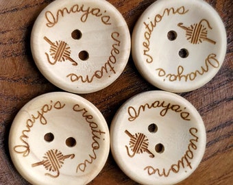 23mm Personalized custom wooden buttons 100 pcs, Create custom buttons, Custom buttons, Handmade buttons, Made to order buttons