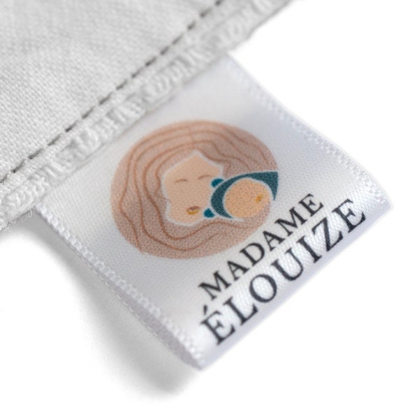 25 mm Étiquettes personnalisées à coudre en satin blanc, Étiquette en tissu personnalisable, Étiquettes sur mesure, Étiquettes d'entretien