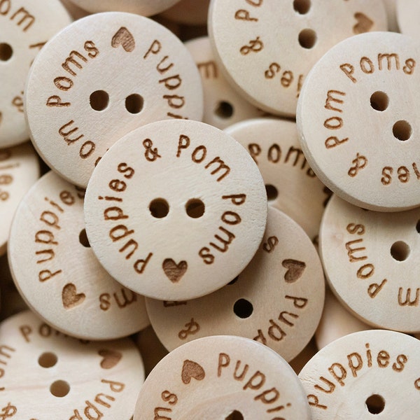 Boutons personnalisés de 20 mm en bois lot de 100 pcs, idées cadeaux pour la fête des mères, Boutons en bois avec logo personnalisé