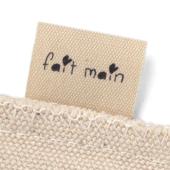 gors Étiquette d'accessoires de couture en coton avec logo ou texte, étiquettes  personnalisées à coudre, pour articles faits à la main (plié) : :  Cuisine et Maison