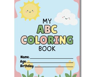 Bearbeitbares süßes ABC-Malbuch für Vorschul-/Kindergartenkinder, mein ABC-Malbuch, zum Ausdrucken