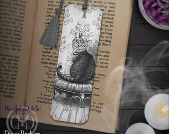 Cheshire Cat Bookmark / Alice In Wonderland / Fantasy Art / Book Lover Gifts / Fairy Tale / Lewis Carroll / Journaling / Bookmarker / Reader