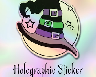 Witch Hat / Fairy Tale / Holographic Sticker / Vinyl / Laptop / Decal / Halloween / Witch Gifts/ Journaling / Scrapbook / Crafting / Planner