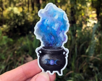 Astral Cauldron Sticker / Stickers for Hydroflask / Witchy Gifts / Triple Moon / Waterproof / Witchcraft / Car Decal / Galaxy / Witch Gift