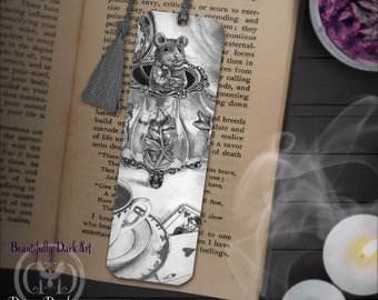 Dormouse Bookmark / Doormouse / Fantasy Art / Mouse / Teapot / Tea Party Favors / Alice in Wonderland / Bookmarker / Journaling Accessories