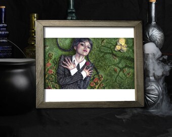 Witchy Wednesday Print / The Addams Family Art / Home Decor / Witch Gifts / My Little Storm Cloud / Fall Forest Floor / Candles / Ferns