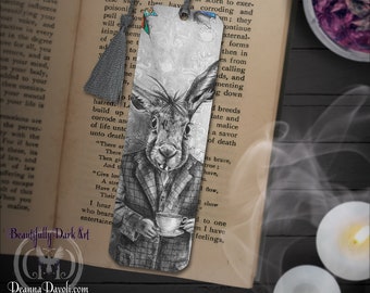 Alice In Wonderland Bookmark March Hare Bookmark Fantasy Art Gothic Art Rabbit Bookmark