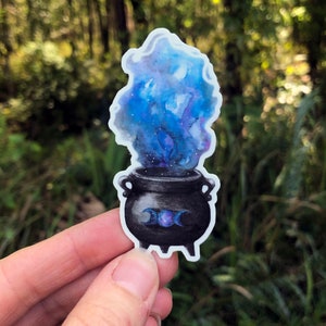 Astral Cauldron Sticker / Stickers for Hydroflask / Witchy Gifts / Triple Moon / Waterproof / Witchcraft / Car Decal / Galaxy / Witch Gift image 1