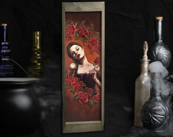 Vampire Art Print / Bleeding Red Rose / Floral / Dracula / Fantasy Art / Halloween Decor / Supernatural Horror / American Folklore /