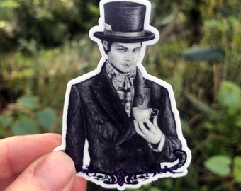 Mad Hatter Sticker / Stickers for Hydroflask / Witchy Gifts / Waterproof / Car Decal / Alice in Wonderland / We're All Mad Here / Tea Party