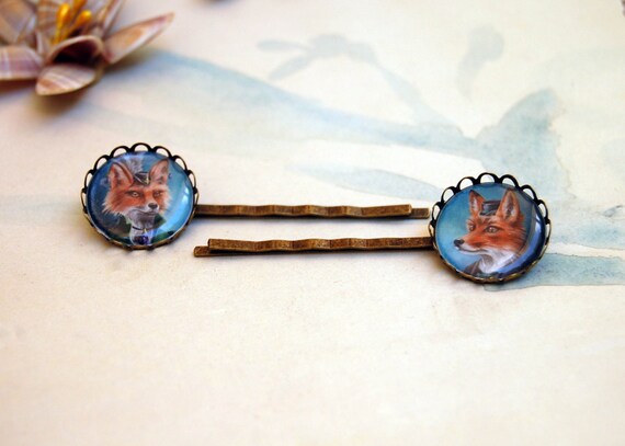Fox Bobby Pins Fox Art Fox Hair Accessories Hair Pins Etsy