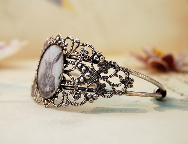 March Hare Adjustable Bracelet March Hare Bracelet Rabbit Bracelet Silver Cuff Bracelet Gothic Bracelet Alice in Wonderland Bracelet