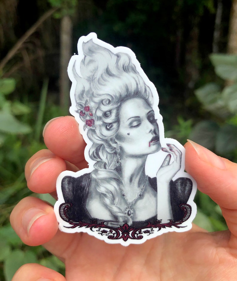 Marie Antoinette Sticker / Rococo Sticker / Vampire Sticker / Halloween Sticker / Vinyl Sticker / Laptop Sticker / Die Cut Sticker image 1