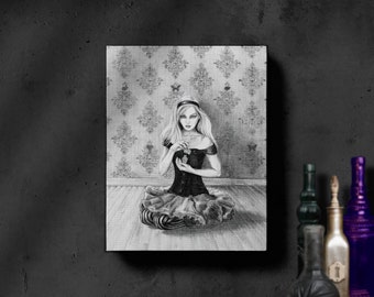 Alice In Wonderland Art / Limited Edition / Art Canvas Print / Giclee / Gothic Home Decor / Wall Art / Lewis Carroll / Fairy Tale / Gifts