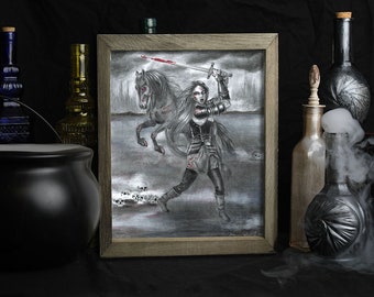 War Art Print / Four Horsemen of the Apocalypse / Sword / 4 Horsewoman / Dark Fantasy Art Print / Gothic Decor / Red Horse / Deanna Davoli