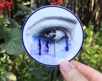 Star Eye Sticker / Stickers for Hydroflask / Witchy Gifts / Purple Tears / Waterproof / Car Decal / Evil Eye Art / Gothic Art / Teary Eyes