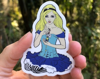 Alice in Wonderland Vinyl Sticker / Alice Sticker / Laptop Sticker / Decal Sticker / Planner Sticker Art / Die Cut Sticker