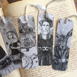 Alice In Wonderland Bookmark Set Queen of Hearts Bookmark Alice Bookmark Mad Hatter Bookmark White Rabbit Bookmark Dormouse Bookmark Cat image 3