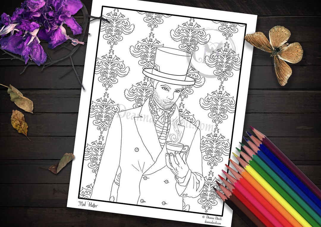 Mad Hatter Coloring Page Alice in Wonderland Coloring Page Printable ...