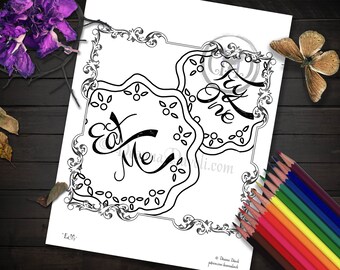 Alice In Wonderland Coloring Page / Eat Me / Printable / Digital Download / JPG Adult Coloring Pages / Fairy Tale / Wonderland Quotes