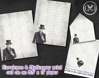 Mad Hatter Stationery Set / Alice in Wonderland / Printable Envelopes / Writing Paper Kit / DIY / Instant Download /Digital Lined Paper