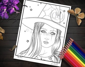 Broken Witch Coloring Page Witch Printable Coloring Page Download Coloring Page JPG Adult Coloring Page Broken Doll Halloween Coloring Page