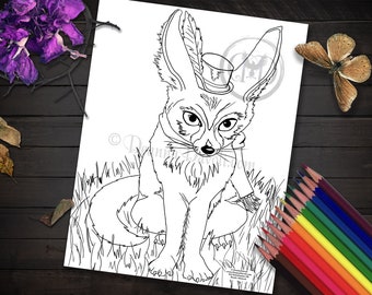 Fox Coloring Page Fox Art Printable Coloring Page Animal Coloring Page Mr Fox JPG Adult Coloring Page