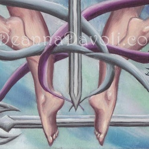 5 of Swords / Art Print / 78 Tarot Art / Warrior Angels / Gothic Decor / Shield Maidens / Protectors / Wall Art / Air Element / Home image 8