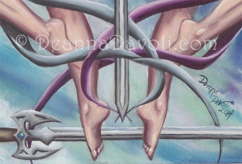 5 of Swords / Art Print / 78 Tarot Art / Warrior Angels / Gothic Decor / Shield Maidens / Protectors / Wall Art / Air Element / Home image 8