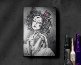 Garnet / January Birthstone Art / Canvas / Wall Art / Creepy / Limited Edition / Giclee / Carnival / Gothic Decor / Haunted Doll / BJD