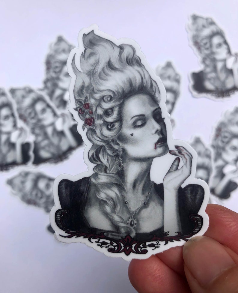 Marie Antoinette Sticker / Rococo Sticker / Vampire Sticker / Halloween Sticker / Vinyl Sticker / Laptop Sticker / Die Cut Sticker image 2