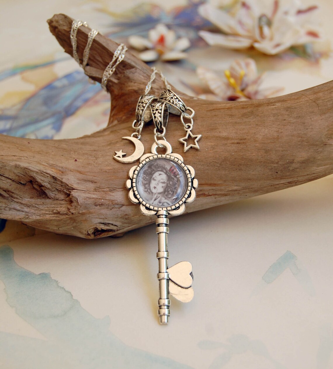 Charm Necklace Key Charm Gothic Jewelry Doll Etsy