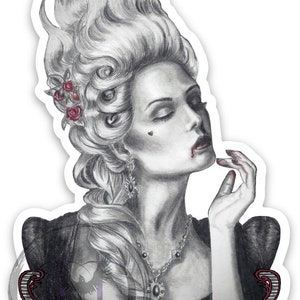 Marie Antoinette Sticker / Rococo Sticker / Vampire Sticker / Halloween Sticker / Vinyl Sticker / Laptop Sticker / Die Cut Sticker image 3
