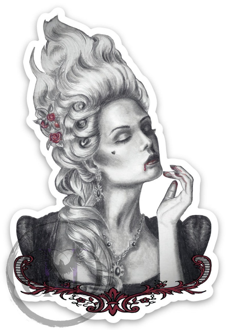 Marie Antoinette Sticker / Rococo Sticker / Vampire Sticker / Halloween Sticker / Vinyl Sticker / Laptop Sticker / Die Cut Sticker image 3