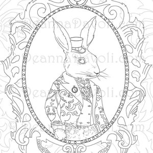 White Rabbit Coloring Page Alice in Wonderland Coloring Page Printable ...