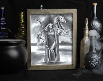 Death Art Print / Four Horsemen of the Apocalypse / Skeleton Horse / Horsewoman / Dark Fantasy Art Print / Gothic Decor / Deanna Davoli