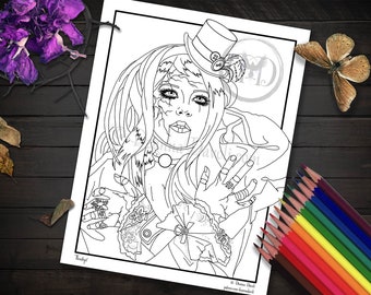 Amethyst Gothic Coloring Page Broken Doll Coloring Page Cracked Doll Printable Coloring Page Download Coloring Page JPG Adult Coloring Page