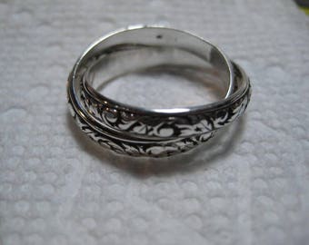 New Leaf ... Rolling  Ring ... 2 Band ... Sterling Silver ... CooL ...