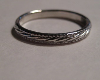 Petite Rope Slim band ring ...  Sterling Silver ...