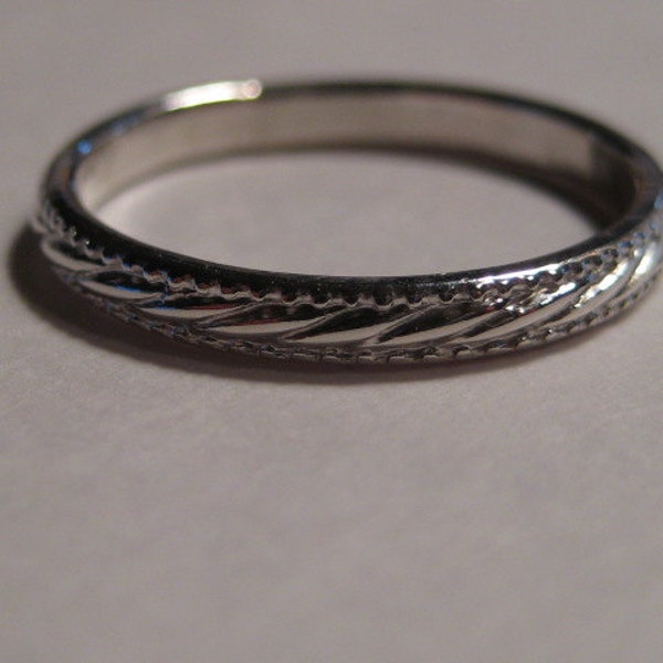 Petite Rope Slim band ring ...  Sterling Silver ...