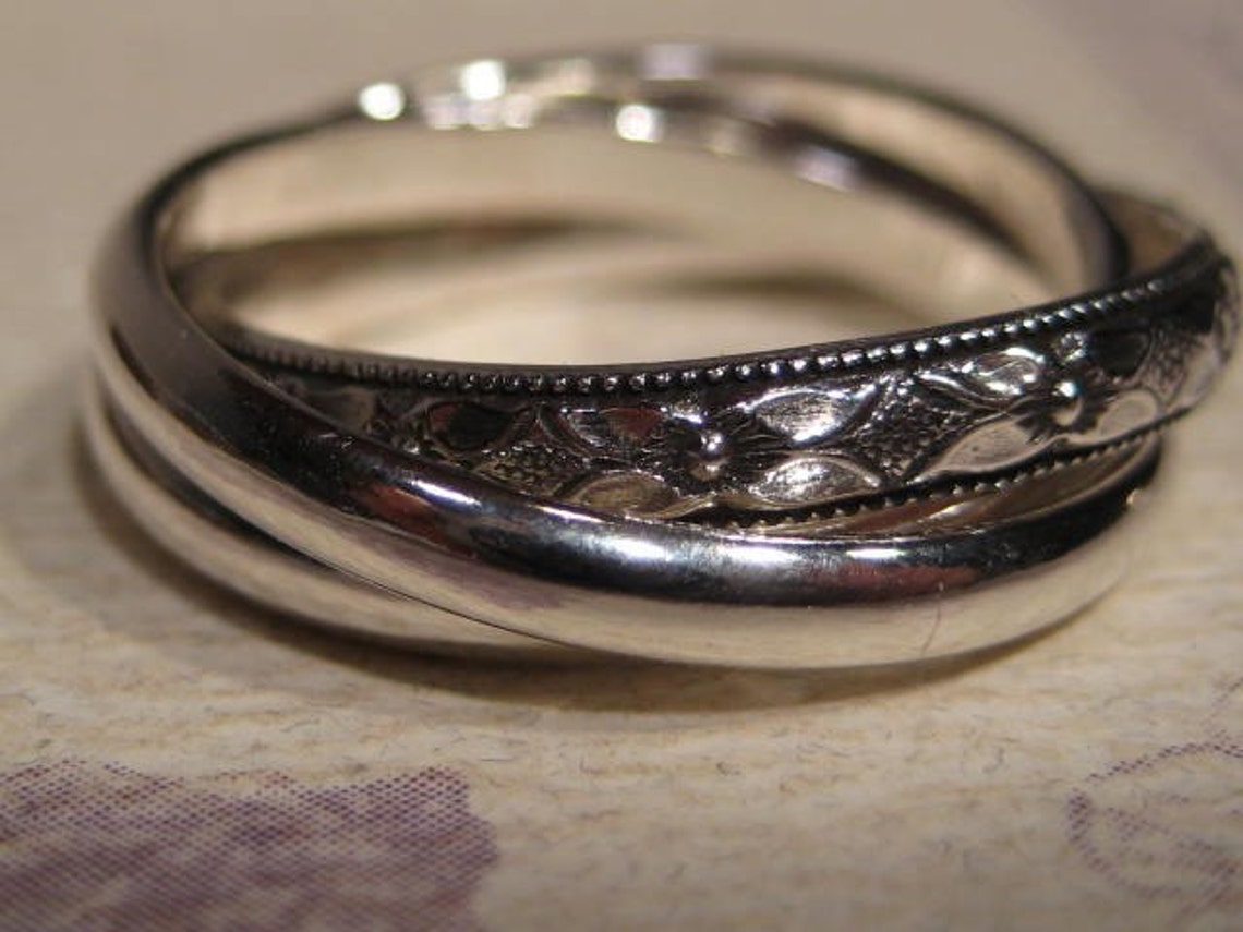 Antique and Plain Band .... Rolling Ring ... Sterling Silver - Etsy