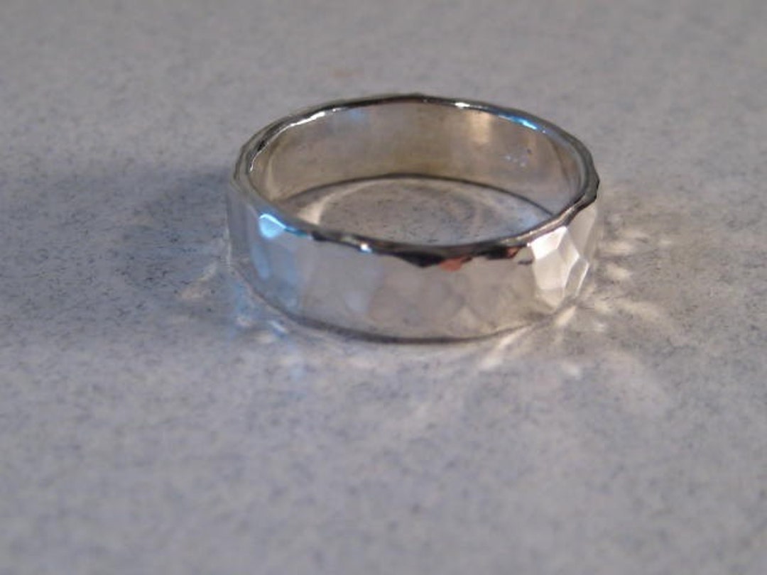 we took our beloved hand hammered band and made it... Medium Hand Hammered Band ... Sterling Silver - Etsy