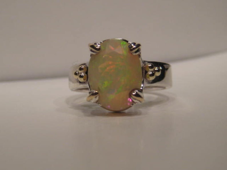 Beautiful Ethiopian Opal Gemstone Ring. Sterling Silver - Etsy