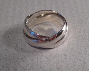 3 Band Rolling  Ring ... Sterling Silver ... Each Band is 4 mm Wide