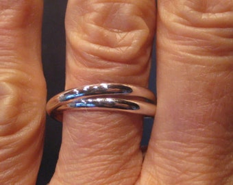 2 band Rolling Ring .... 2 Slender bands  ... Sterling Silver ... each band is 2.5 mm Wide