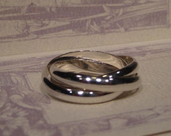 Built Guy Tough... Heavy Duty ... Guy Stuff ...3 Band Rolling  Ring ...  Sterling Silver ... Each Band is 4 mm Wide x 1.5 mm Thick