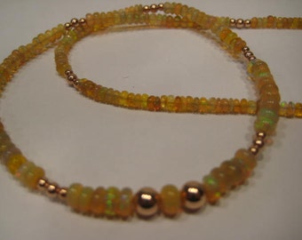Natural Honey  Ethiopian Opal  and Rose Gold Filled necklace....   18 1/4 inch .........            e966