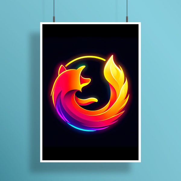 Firefox Poster Wall Art, Browser, Internet, Programmer, Programming, Gift for him, Office decor, Gift for Dad, Coding, Nerdy Gift, Father