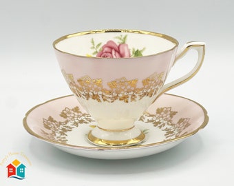 Clare Fine Bone China -  Longton England - Pink and Gold Tea Set - Mint Condition