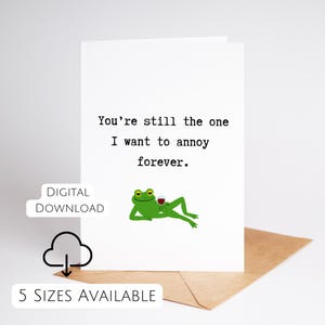 Divertente biglietto d'auguri per l'anniversario, simpatico biglietto di San Valentino, biglietti d'auguri per l'anniversario, stampa a casa, simpatico biglietto di auguri per celebrare un traguardo importante per marito, moglie o partner.